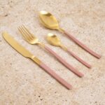 סט סכו״ם 24 יח׳ זהב מט ידית רוז גולד