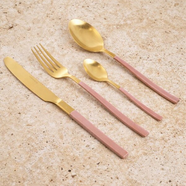 סט סכו״ם 24 יח׳ זהב מט ידית רוז גולד