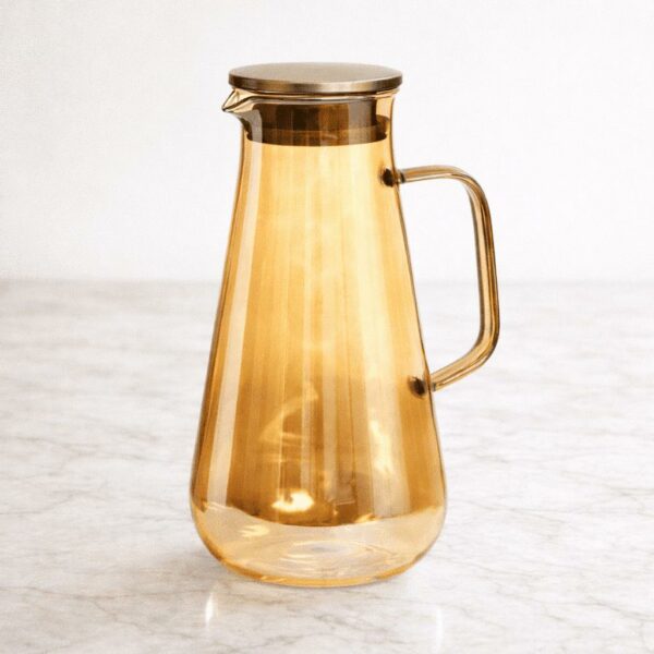 קומקום תה זכוכית דגם לילי בגוון אמבר