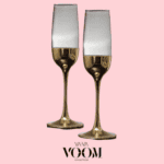 זוג כוסות שמפניה פס זהב