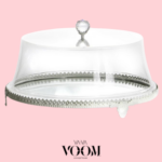 מגש לבן עגול לעוגה בשילוב פעמון אקריל