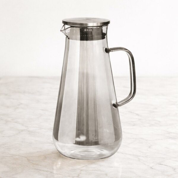 קומקום תה זכוכית דגם לילי בגוון אפור