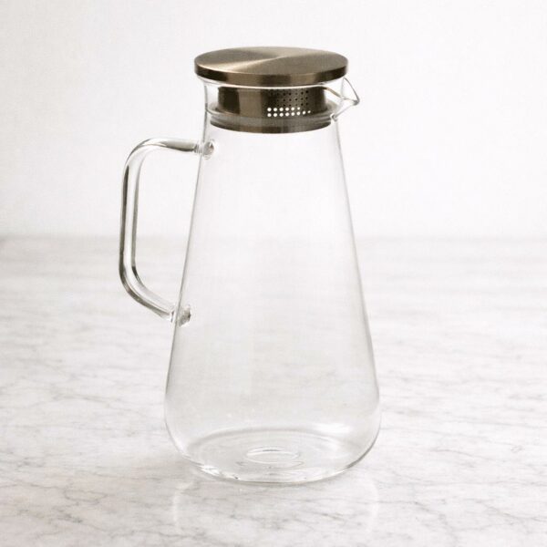 קומקום תה זכוכית דגם לילי שקוף בשילוב זהב