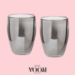 זוג כוסות דופן כפולה גוון אפור 350 מ"ל