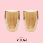 זוג כוסות דופן כפולה גוון אמבר 350 מ"ל