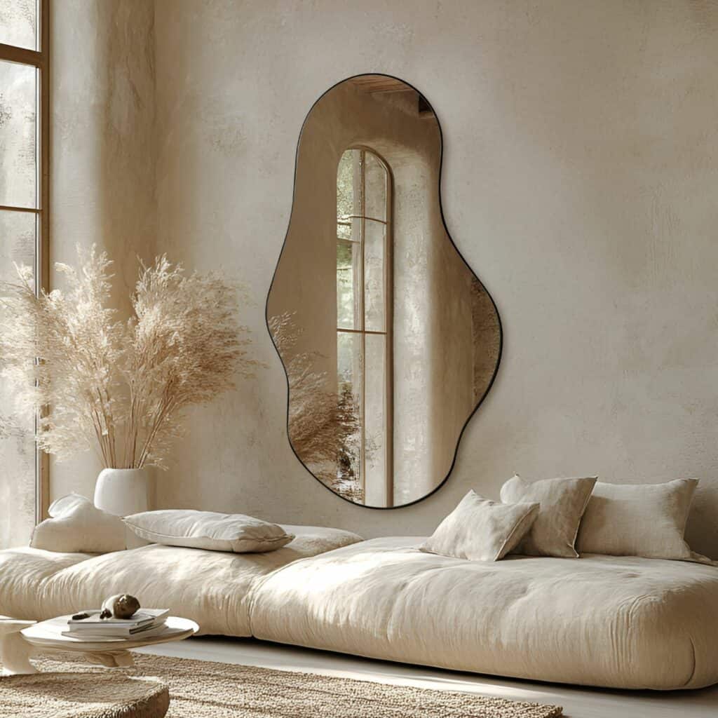 מראה אגם אמורפית מסגרת שחורה L