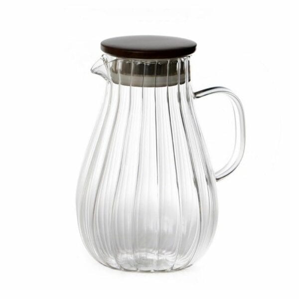 קנקן זכוכית שקופה פסים 1L