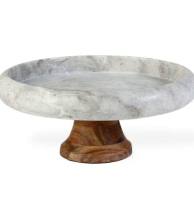 קערה מרבל חום רגל עץ