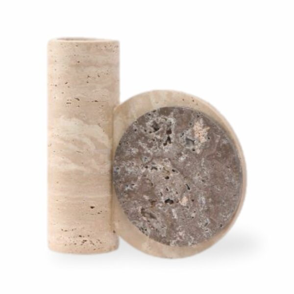 אגרטל שייש עגול טרוונטין חום